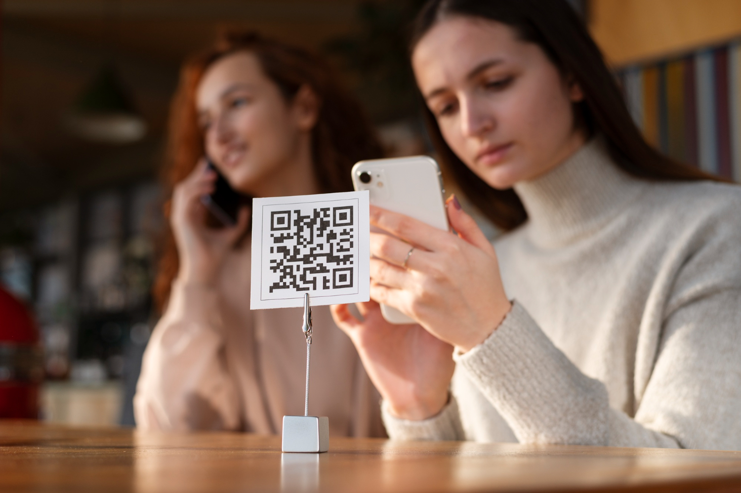 girl scans qr code