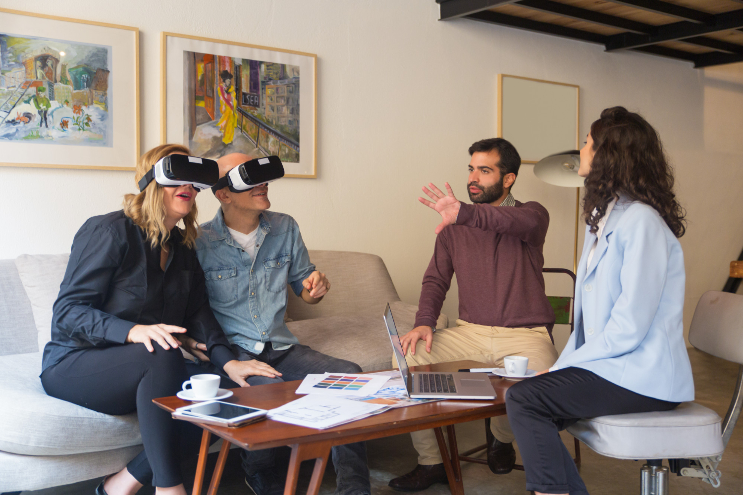 man and woman in VR glasses