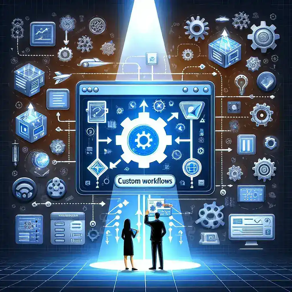 "Custom workflow diagram illustrating automation software solutions for streamlining business processes in digital environments."